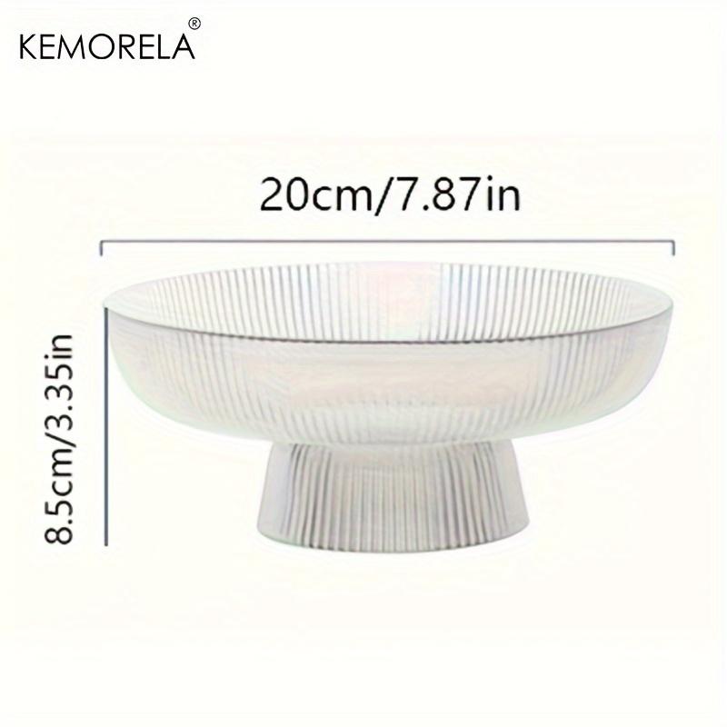 1Pcs Glass Fruit Bowl with Feet Tall Striped Storage Tray Home Living Room Decoration Creative Dried Fruit Tray Snack Tray
