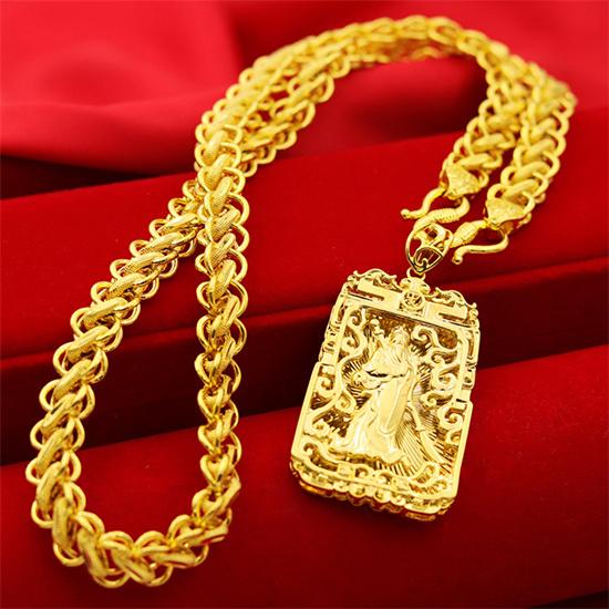 

Ожерелье с пряжкой Fu Zi, подвеска Guan Gong, мужское ожерелье с медным покрытием