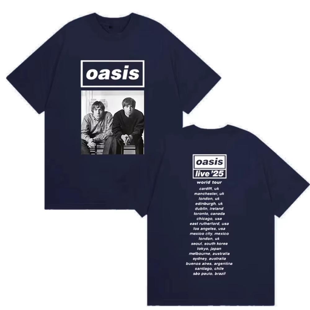 British Rock OOasis Live 25 Tour 2025 New T Shirt Mens Hip Hop Gothic Short Sleeve Tshirt Womens Punk Tide Clothing Tshirts