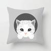 Cute Cat Round Head Home Decor Cushion Cover Naughty Cat Sofa Car Decoration 45X45Cm Pillowcase Square Polyester Pillowcase