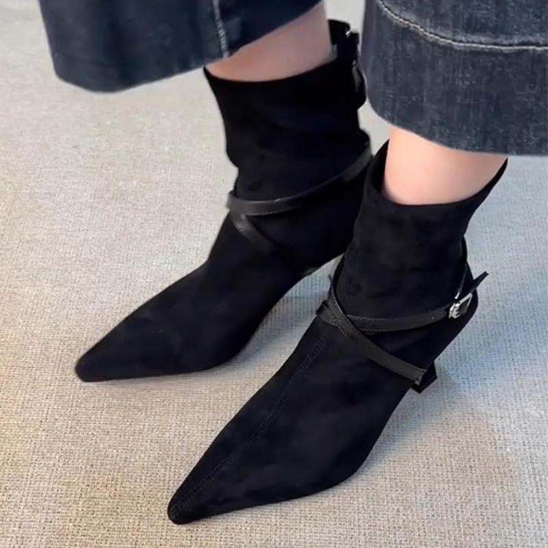 Fashion Ankle Boots for Women High Heels Pointed Toe Fashion Shoes Winter Dress Elegant Pumps 2025 New Designer Luxury Botas De Mujer