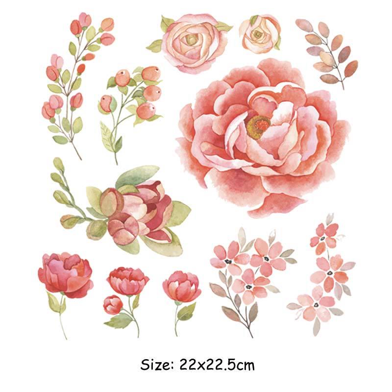 

Цветочные значки, теплопередача для футболки «сделай сам», моющиеся, экологически чистые, наклейки для одежды, нашивки в полоску, термопалочки 22x22.5 cm