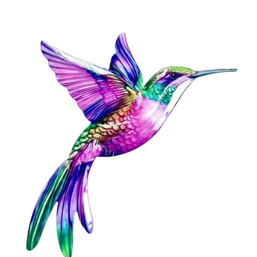 Metal Material Metal Hummingbird Wall Art Colorful Finish 3D Design Outdoor Wall Art Weather Resistant Vintage