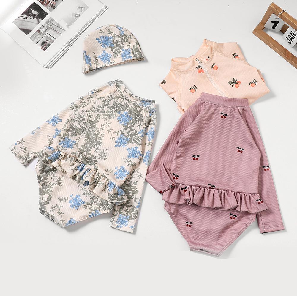 Flickornas Blommig Spetsig Baddräkt i Ett Del för Spädbarn och Småbarn