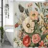 Floral Shower Curtain, Bathroom Decorative Shower Curtain, Waterproof Shower Curtain with Hooks