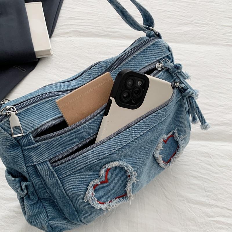 Shoulder Bag Denim Crossbody Bag Women Commuter Handbag