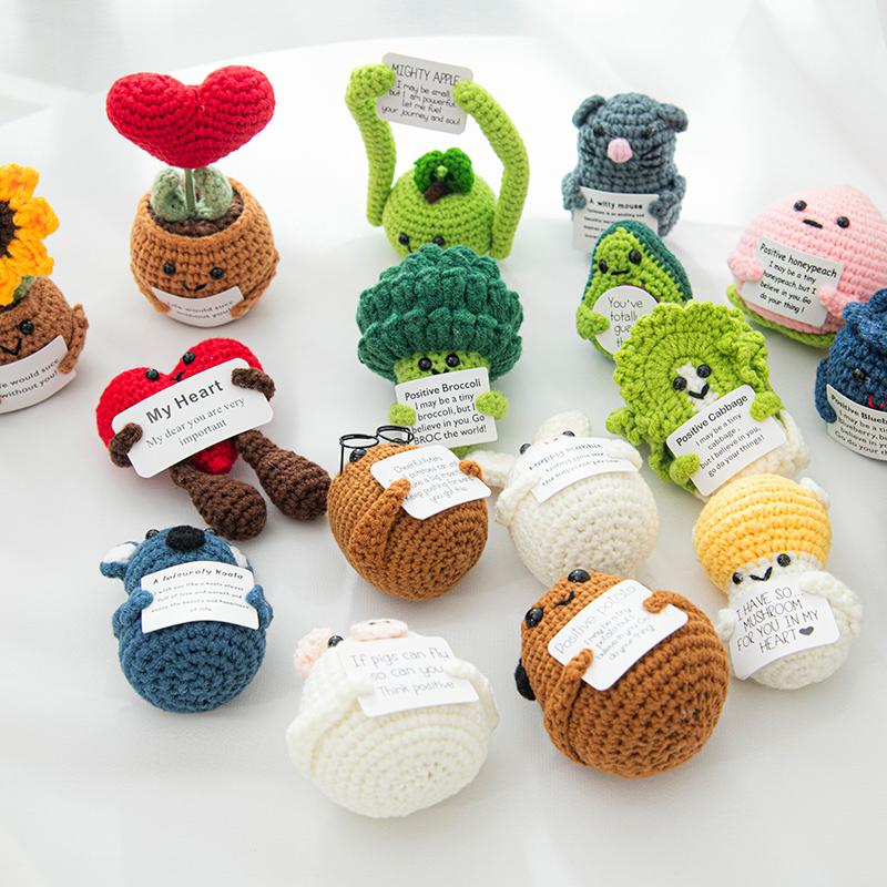 Kawaii Crochet Potato Cactus Hand-Knitted Vegetable Knitting Wool Yarn Doll Positive Energy Accessories Desktop Ornaments
