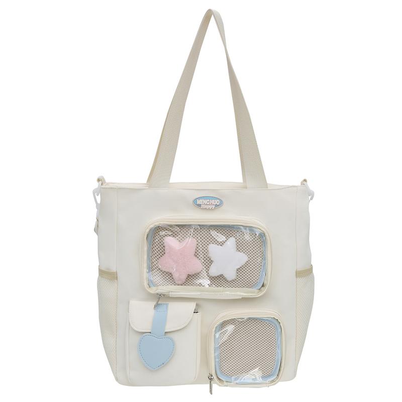 Student Commuter Shoulder Bag Girls Color Block Handbag Crossbody Bag