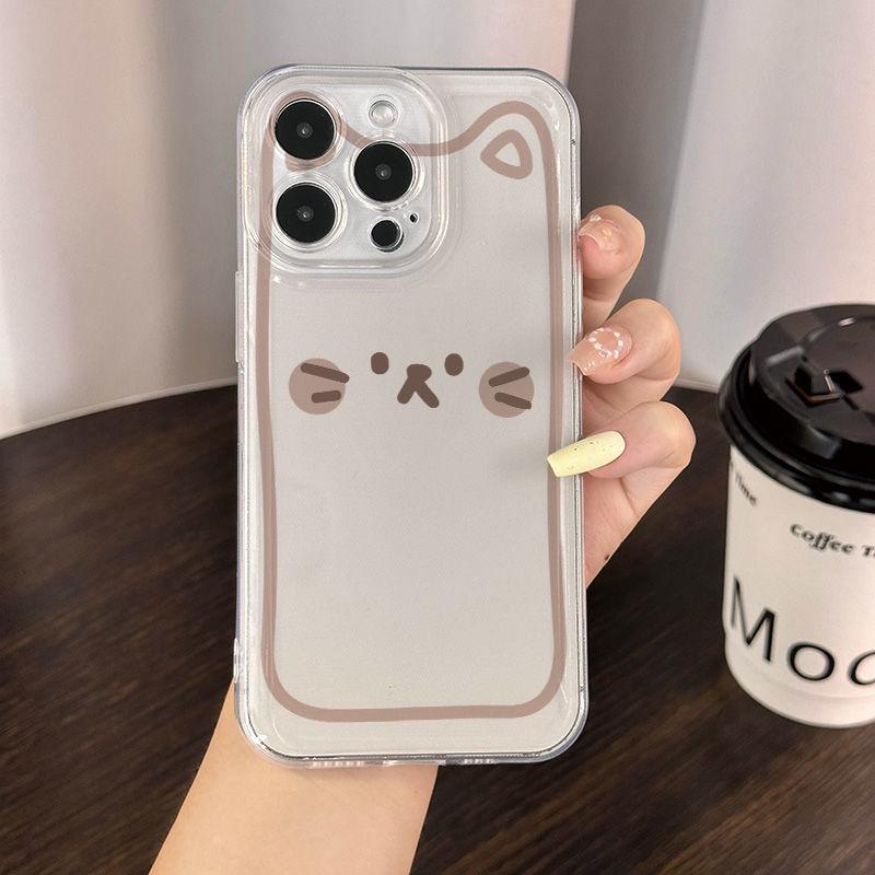 Transparente Weichschalenhülle mit Katzenlinien-Design für Apple 16 Pro Max - Kompatibel mit den Modellen 12, 14, 15, 16