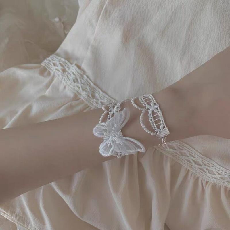 Französisches Süßes Spitze Schmetterling Vielseitiges Schlüsselbein Choker Halskette Für Frauen