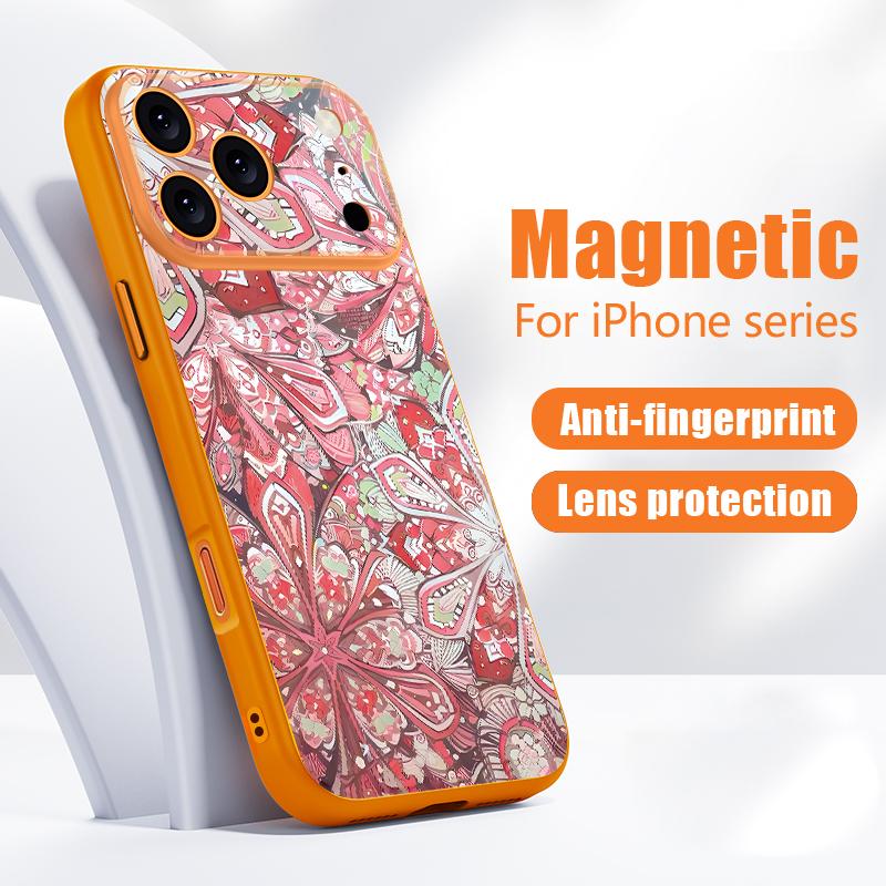 Vintage European Style Case For iPhone 17 Pro Max Magnetic For Magsafe Hybrid Slim Matte Cover For iPhone 16 15 14 13 Pro Max Moon Stars Pattern