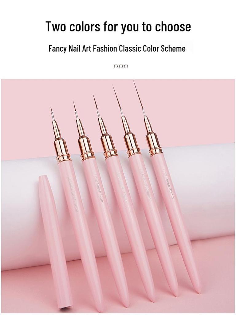 Pink Extra-Fine Liner Nail Art Brush Set with Flower Hook and Needle