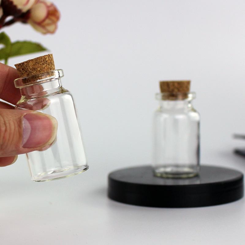 1mL Drift Bottle: Wood Stopper, Glass, Aluminum Lid – Creative Mini Wishing Bottle for Decor.