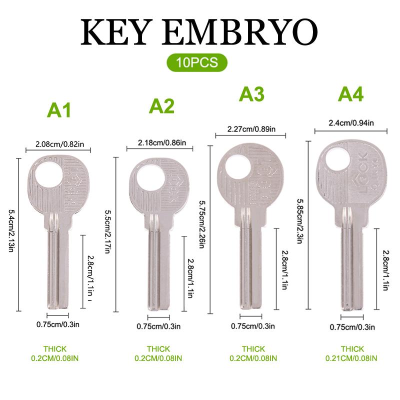 10Pcs Silver Color Metal Key Embryo Square Key Blank Fingerprint Lock Password Lock Electric Door Lock Blank