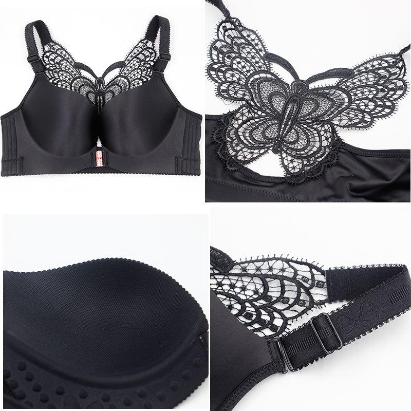 Front Buckle Plus Size Bra Fat MM Large Cup Seamless Gathered Adjustable Butterfly Beauty Backlit Sexy Underwear