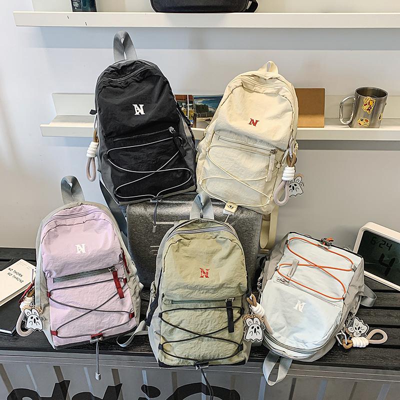 Student Small Bag Women's Lightweight Backpack Men Color Block Sports Travel Backpack