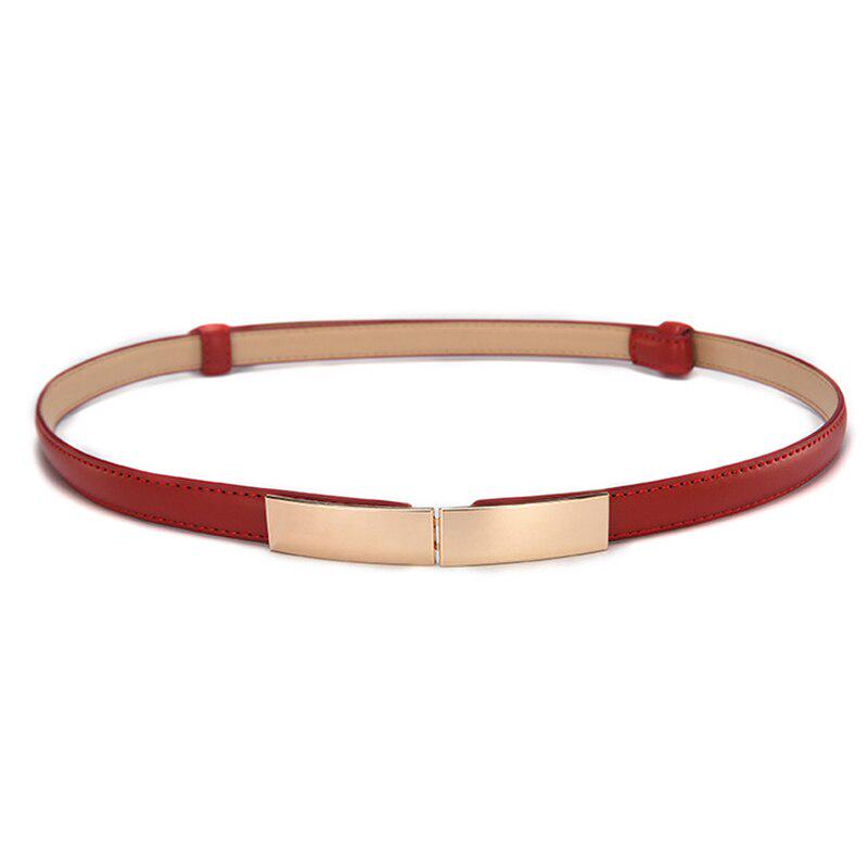 

Простой модный женский ремень из искусственной кожи, тонкий, металлический, золотой, с эластичной пряжкой, пояс, аксессуары для женского платья красный