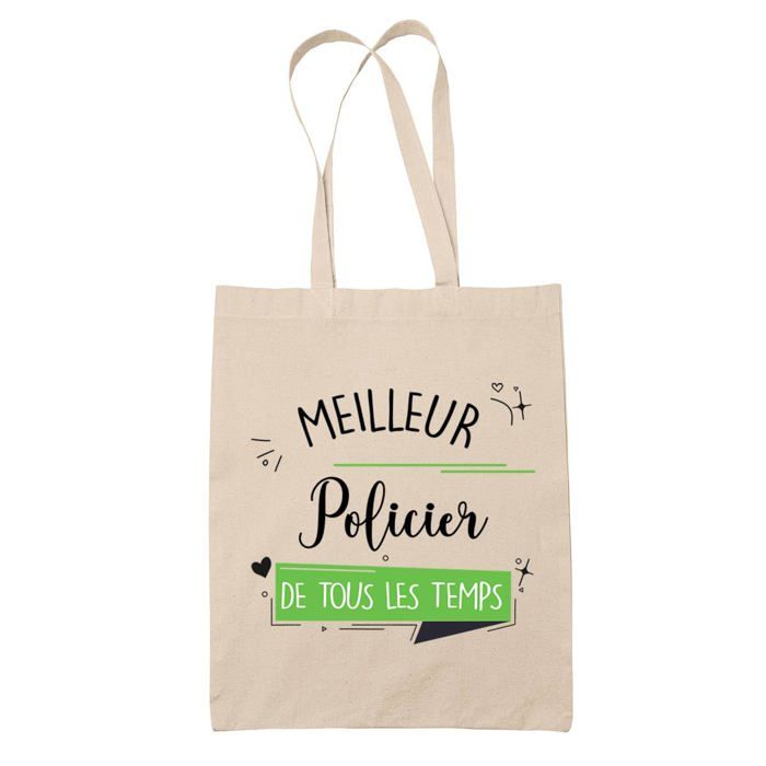 Tote bag - PLANETEE - Policier meilleur de tous les temps - Coton - Beige - Imprimé en France