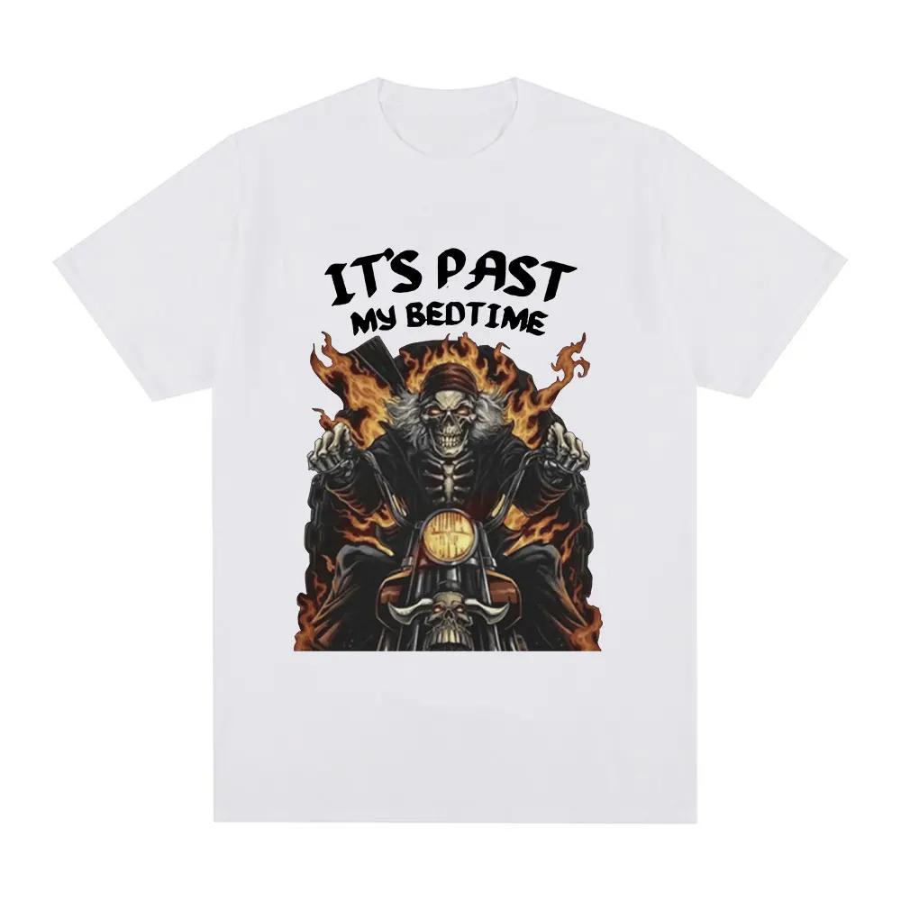 Funny It's Past My Bedtime Skeleton Meme T-shirt Men Cotton Short Sleeve T Shirt Fashion Casual Vintage Cozy Oversized T-shirts