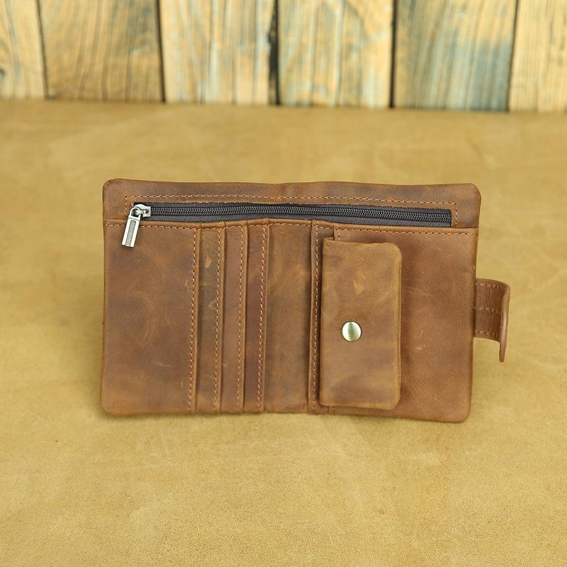 Retro Crazy Horse Leder Geldbörse Erste Schicht Rindsleder Herren Geldbörse Lang und Kurz Leder Multi-Karten Damen Geldbörse