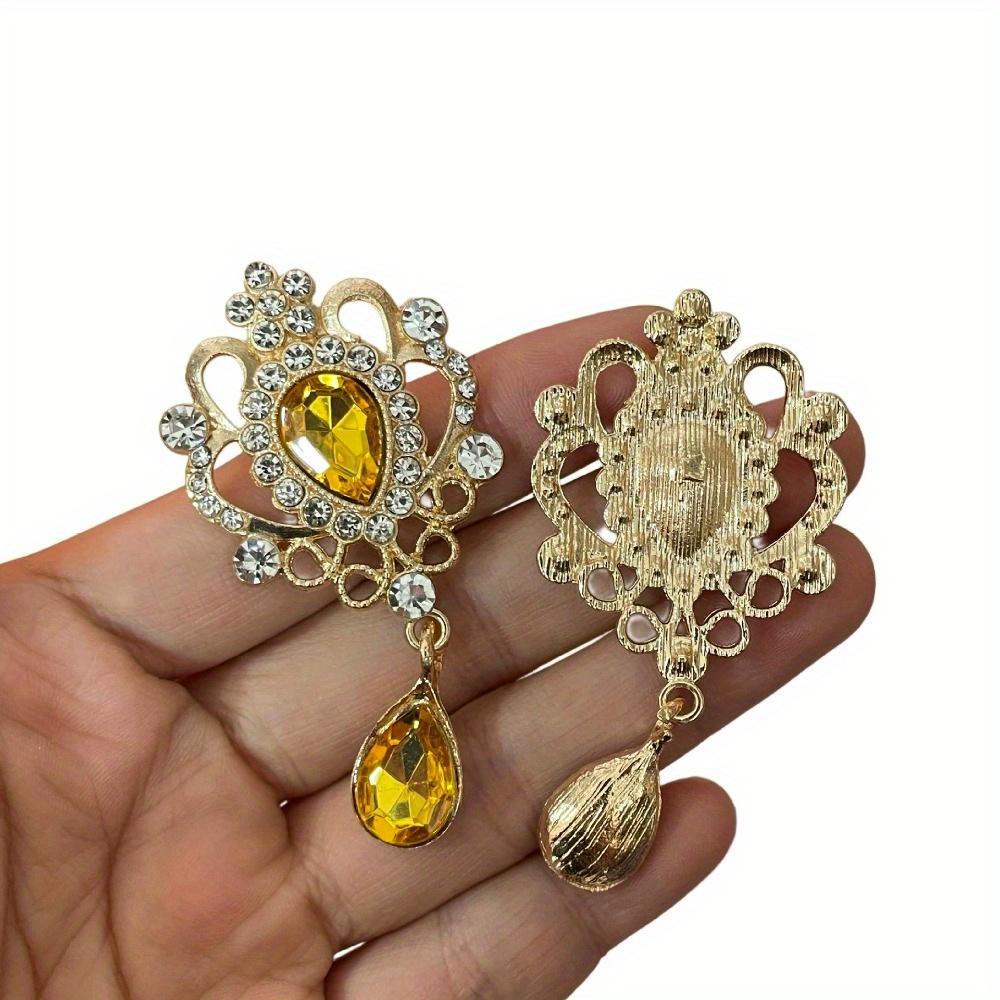 3Pcs/5Pcs Random Color 32*60MM for Needlework Rhinestone Button Hair Manualidades Accessories Diy Flat Back Brooch Jewelry Accessories