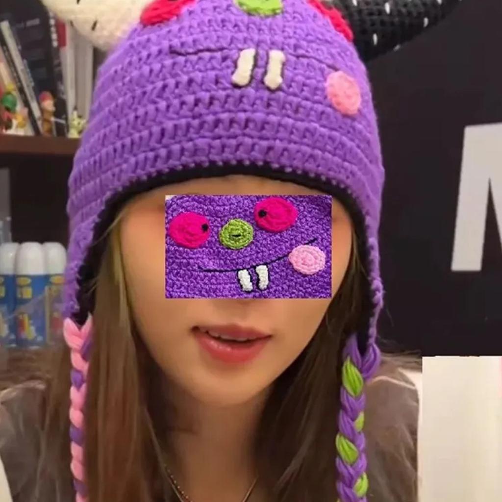 Cute And Funny Hat, Handmade Knitted Ear ,  And Winter Warm Woolen Hat, Men's And Women's Cartoon Parent-child Korean Version Hat