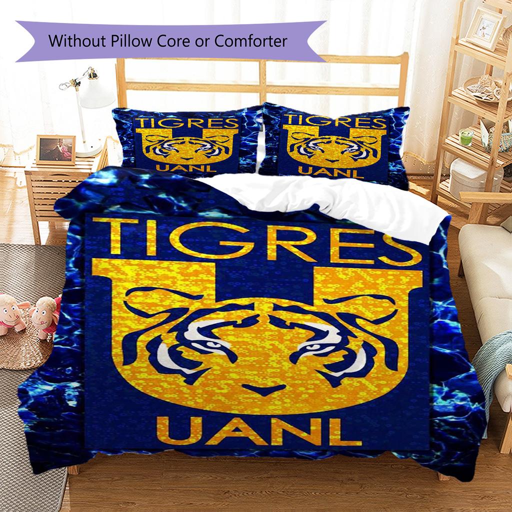 Tigres UANL Muster Bettwäsche-Set Bettbezug Kissenbezug Heimdekoration Geschenk (1 Bettbezug + 2 Kissenbezüge, ohne Füllung)