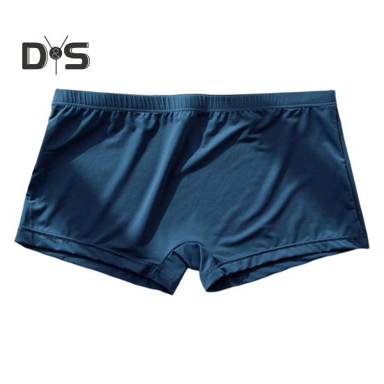 

Мужские трусы-боксеры из ледяного шелка с низкой посадкой и эластичным поясом, гладкие шорты, нижнее белье, однотонные U-выпуклые ультратонкие трусики M темно-синий