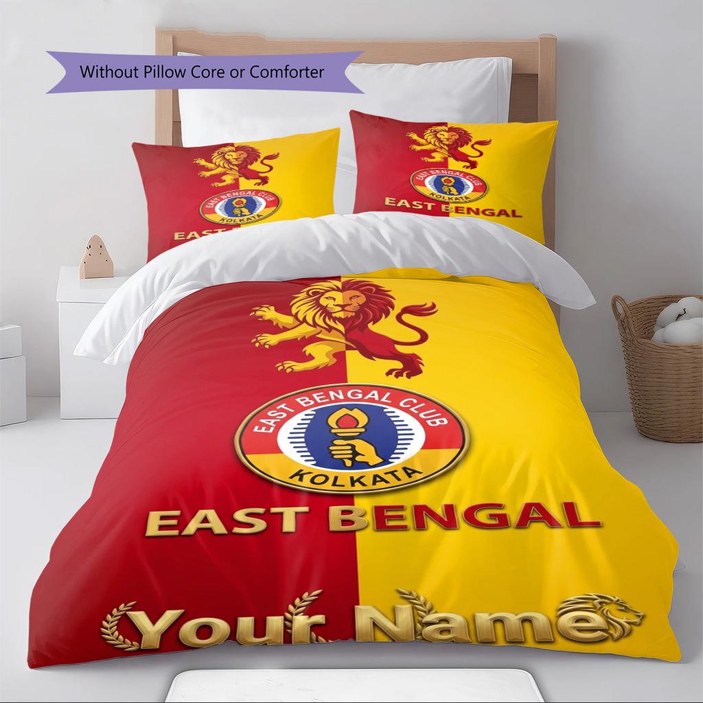Name Custom East Bengal FC Pattern Bedding Set Quilt Cover Pillowcase Home Decor Gift (1 * duvet cover + 2 * pillowcase, without core)