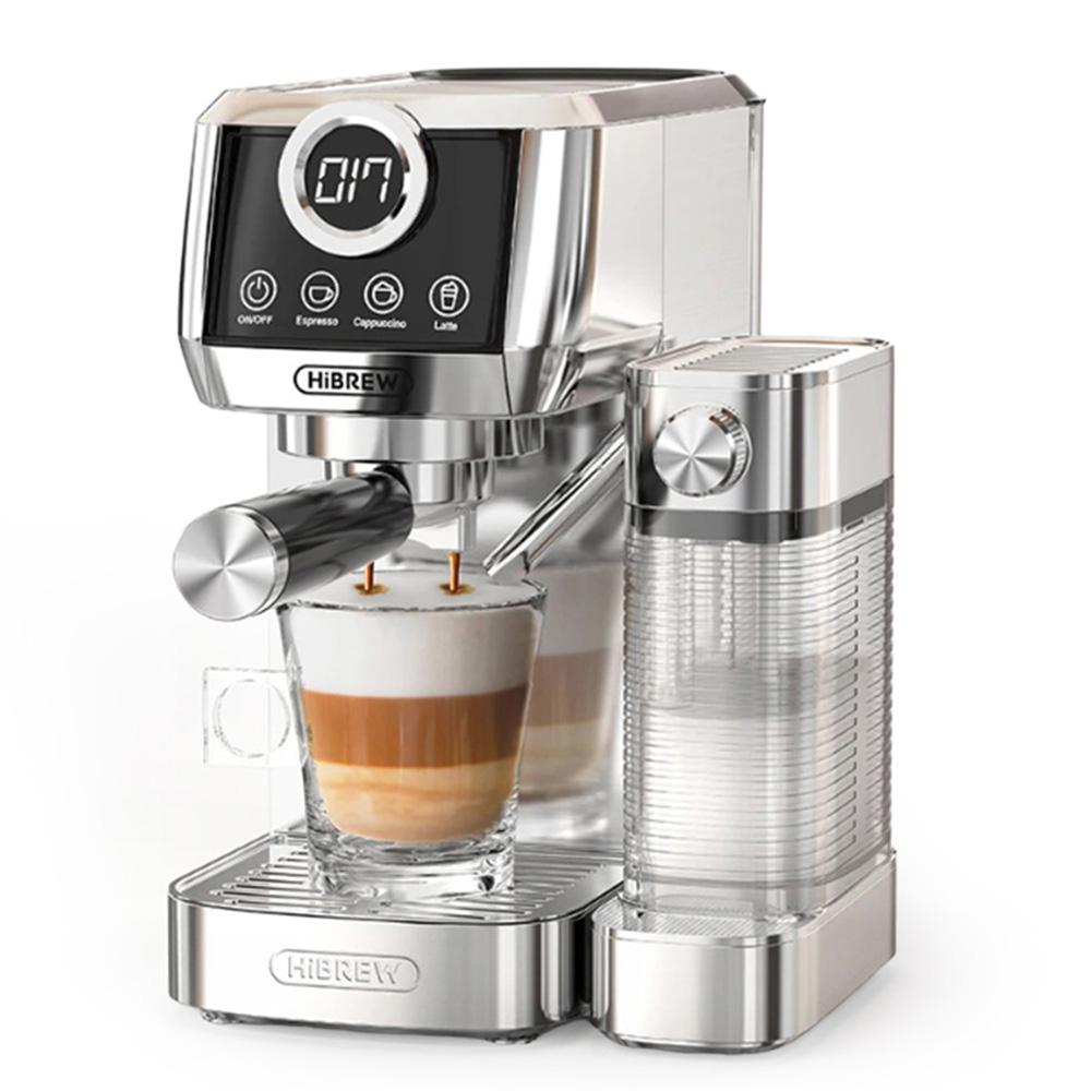 HiBREW H13A 3 v 1 Poloautomatický kávovar, 6 kávových režimů, Extrakční tlak 20 barů, Odnímatelná nádržka na vodu 1,3 l, 51mm rukojeť z hliníkové slitiny