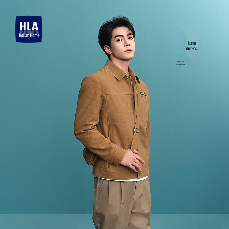 HLA Men's Mid-Yellow Pattern Fall Lapel Jacket