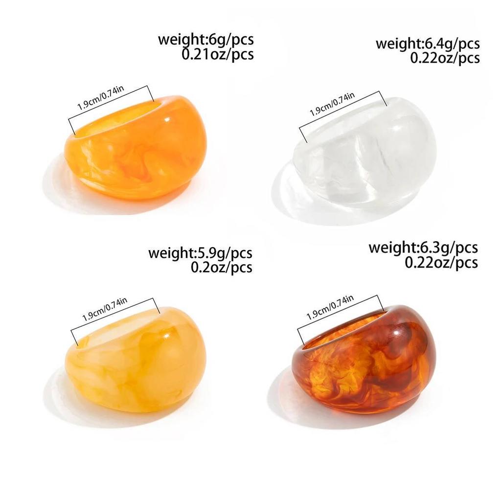 Ingemark Creative Irregular Smooth Resin Rings for Women New Trend Boho Colorful Finger Rings Aesthetic Festival Party Jewelry