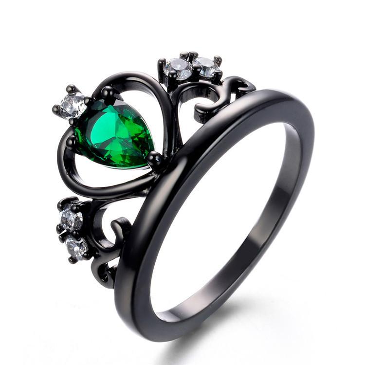 

Green Sky Jewelry Black Gold Zircon Accessories Crown Ring Women s Ring No. 10