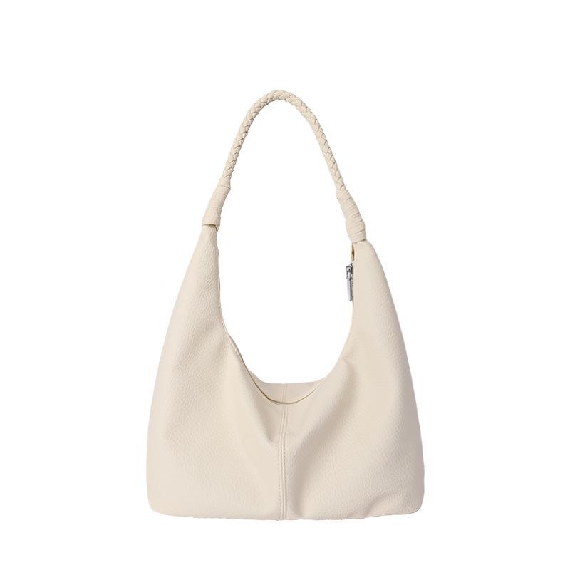 Stylish Faux Leather Hobo Bag with Braided Shoulder Strap Slouchy Large Capacity Zip Top Tote Purse