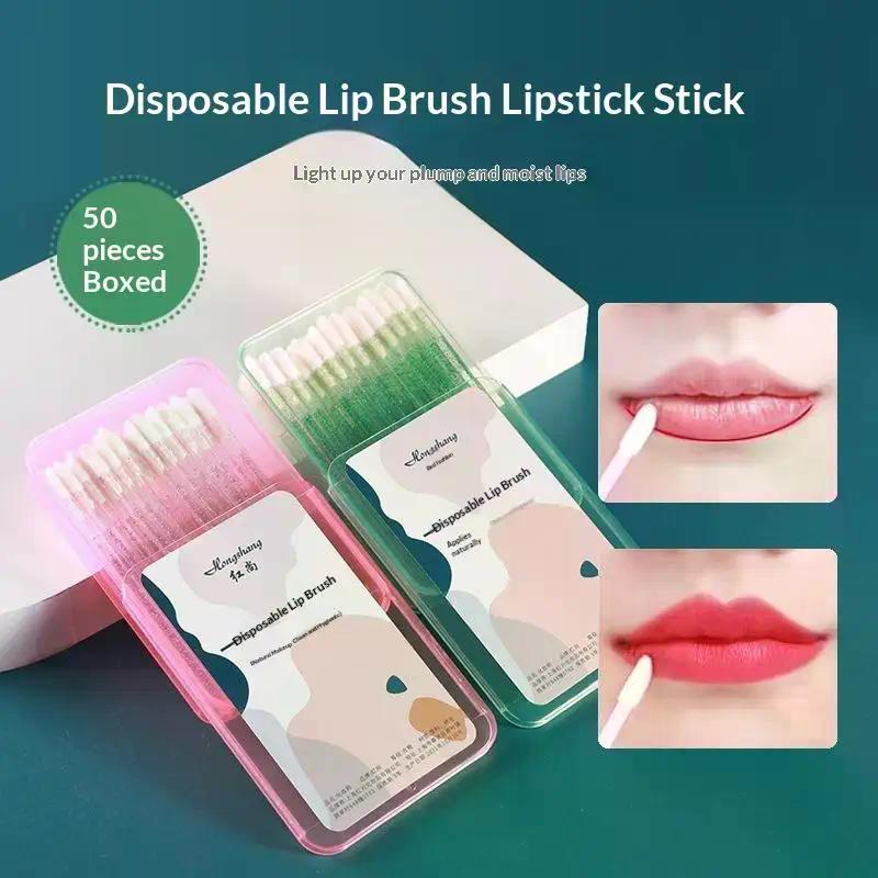 50pcs Disposable Lip Brush Crystal Makeup Mascara Wands Lipstick Micro Brushes Applicators Cleaner Makeup Tools