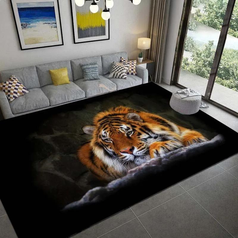 Tiger Animal Area Rug Carpet Wildlife Printed Indoor Floor Mat for Living Room Bedroom Soft Non-Slip Washable Doormat, Play Mat