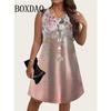 Tie Dye Purple Flowers 3D Printed Dresses For Summer 2026 Women Sundress Loose Sleeveless Dress Casual Retro Plus Size Dress 6XL