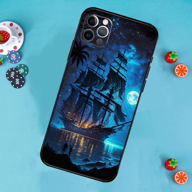Sailing Ship Pirate Ship Phone Case For iPhone 17 Air 14 16 15 11 12 13 Pro Max 12 13 Mini 15 16 Plus 16e Cover Funda