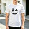 Grunge Smile Face Print T Shirt Soft Cotton Short Sleeve Top For Unisexs Edgy Streetwear Everyday Urban Fashion
