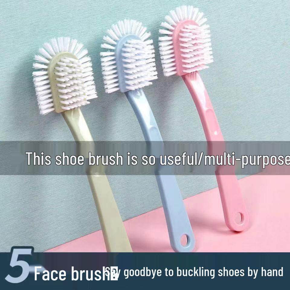 Five-sided Double-Sided Shoe Brush - Ring-Shaped, Hard Bristle, Multi-Purpose for Stain Removal and Bathroom Cleaning.