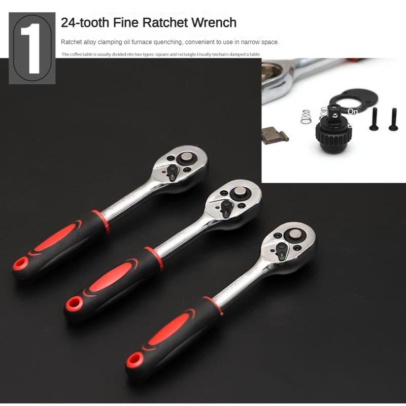 46pcs 1/4 Inch Drive Socket Ratchet Wrench Screwdriver Set with Driver Bit Socket Metric and Extension Rod for Car Repair