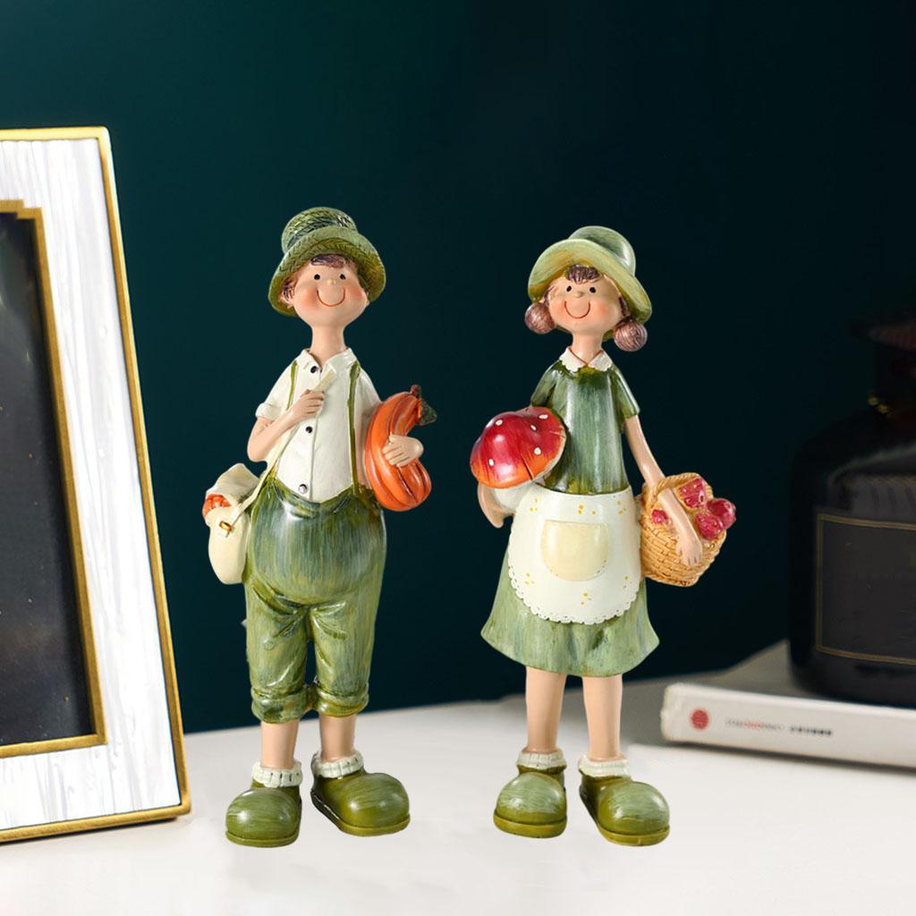 2Pcs/Set Resin Couple Ornament Love Statue Sculpture Figurine Home Livingroom Décor Accents Sculptures Engagement Couples Gift