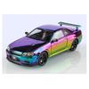 1/24 Nissan Electroplated GT-R GTR R34 Alloy Sports Car Model Diecasts Metal Track Racing Car Vehicles Model Sound Light Kids Toys Gift