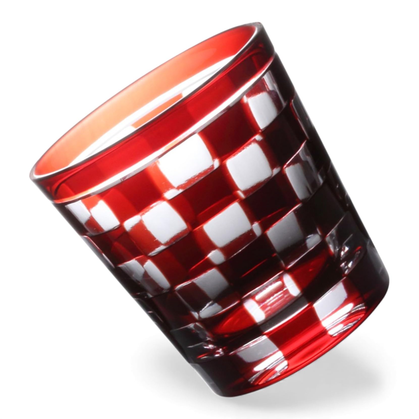 

Dinner Luxe Cut Glass Rock Glass Cup 260cc Ichimatsu Red Kouga Takumi-fu 85xH90mm PNO.333583