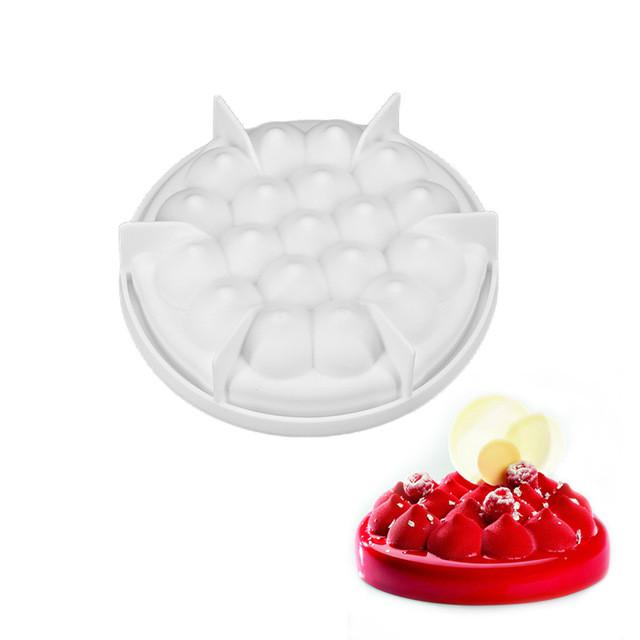 Easy Release 2pcs Silicone Mousse Cake Molds 3D Geometric Chocolate Mold Mini Round Cream DIY Baking Pan Nonstick Bakeware Decorating Tool for Ice Chiffon Dessert Jelly Pastry Christmas