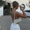 Glitter Sequined Vest, Deep V-neck, Hollow Halter Top