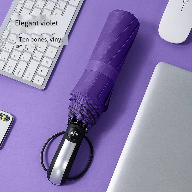 Chong Yi ten bone automatic three fold umbrella rainsun dual use vinyl sunblock umbrella business gifts