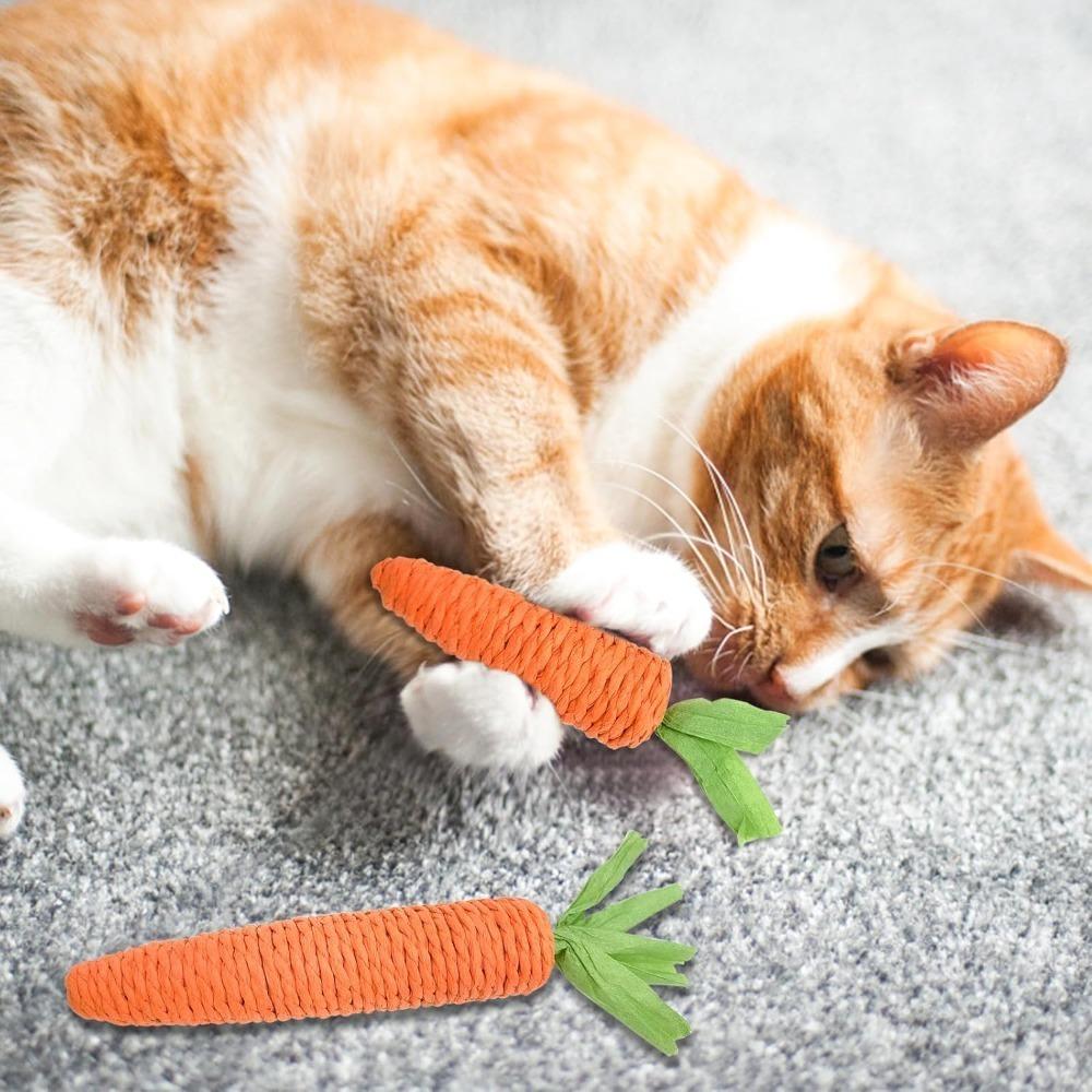 Cat Toys Self-entertainment Carrot Teething and Cat Teasing Sticks, Bite-resistant and Scratch-resistant Teething and Clawing
