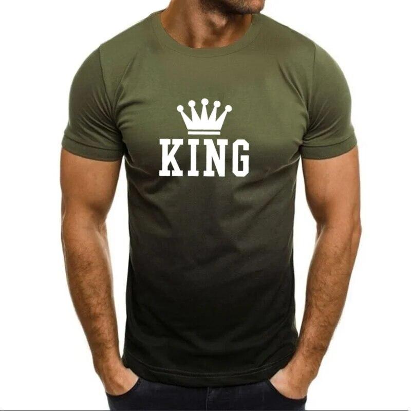 Винтажные футболки для мужчин, топ с принтом KING, футболка с графическим принтом, объемная футболка с круглым вырезом и коротким рукавом, модная уличная мужская одежда S