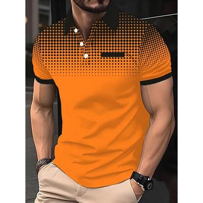 Summer Men's Lapel Short-sleeved T-shirt, Contrasting Polka Dot Shirt Polo Sport Golf Business Thin Polo